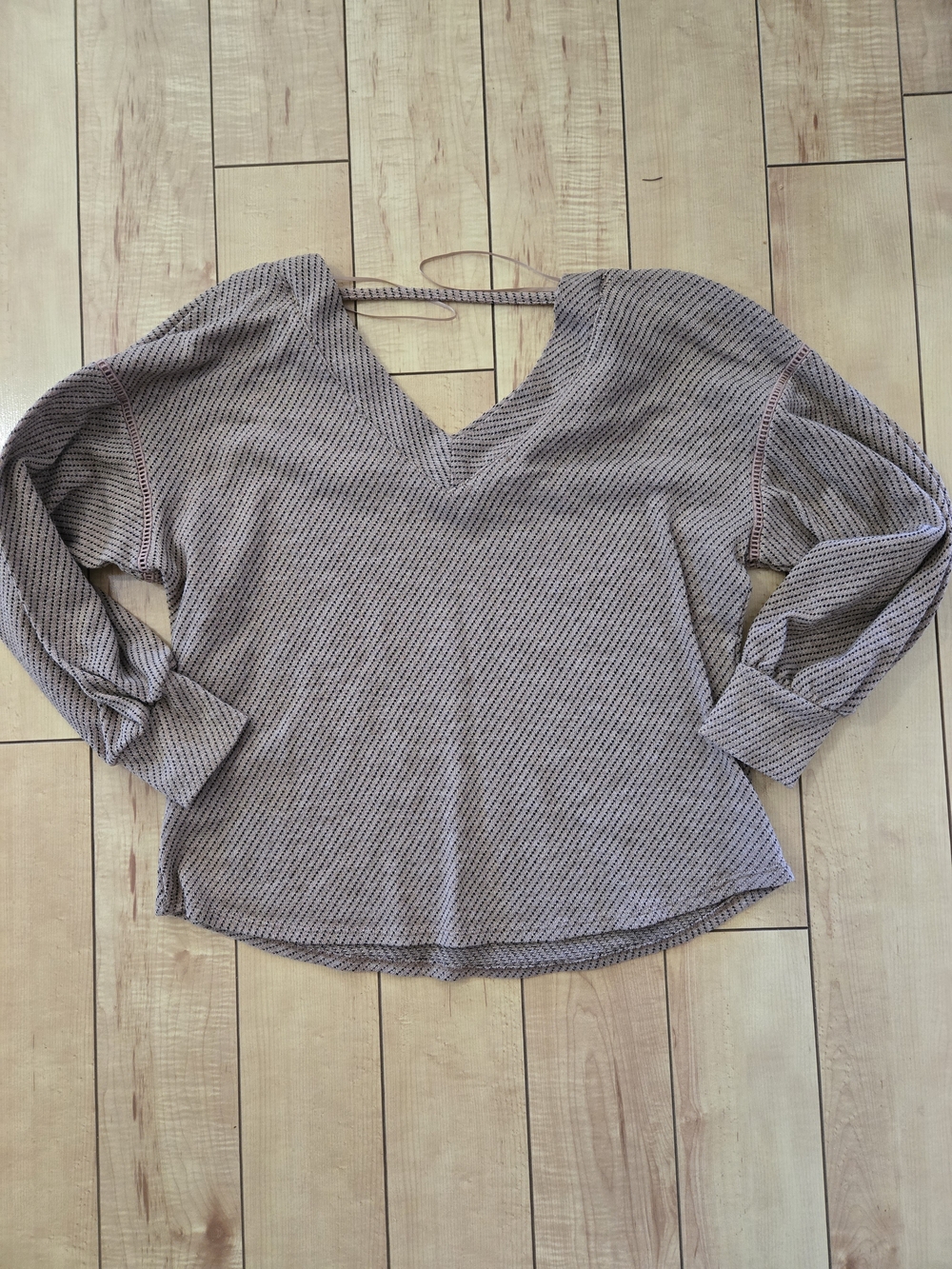 Maurices Taupe V-Neck Waffle Knit Long Sleeve Top